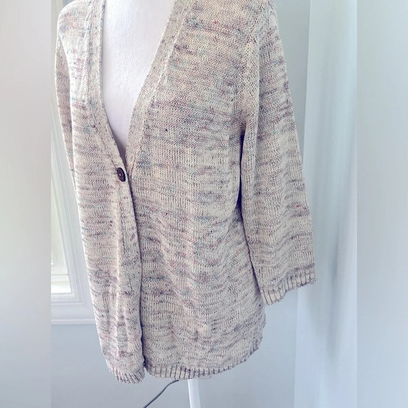 J. Jill NEW Single-Button V-Neck Cardi Sweater Rosebud Multi Sz M Medium - Picture 7 of 16